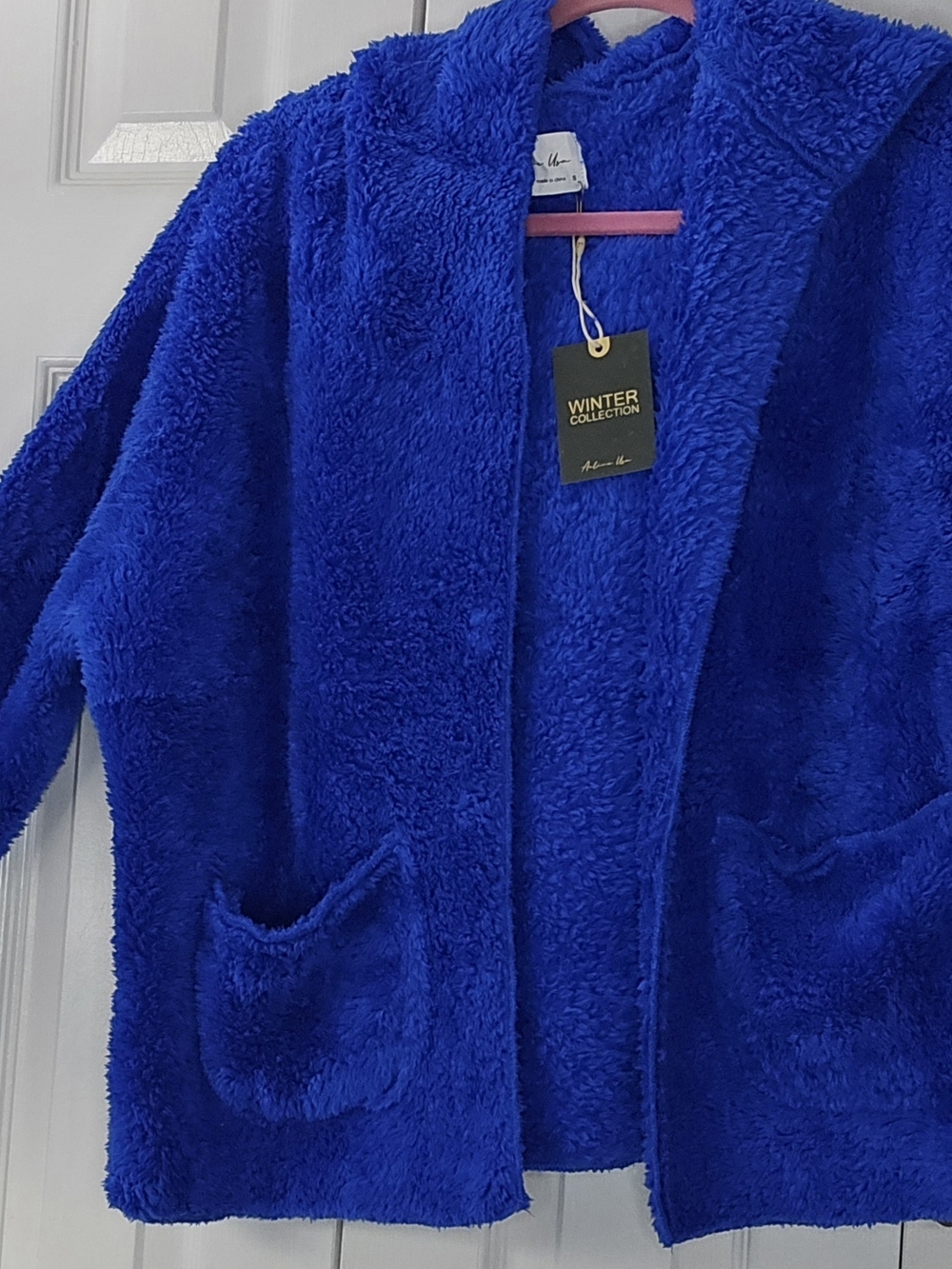 Women's Plush Blue Teddy Coat
